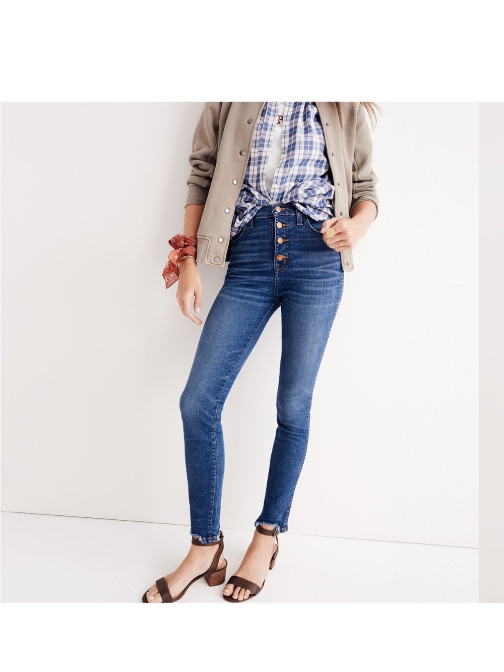 Madewell 10" High-Rise Skinny Jeans Chewed-Hem Edition Size 27